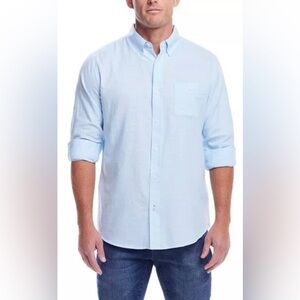 Weatherproof Vintage Men's Long Sleeve Twill Shirt M ⁦Crystal Blue Button Down